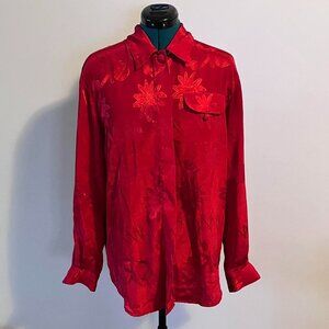 HOLIDAY SALE 50% OFF! //Vintage Tess Red Patterned Long Sleeve Button Down Shirt